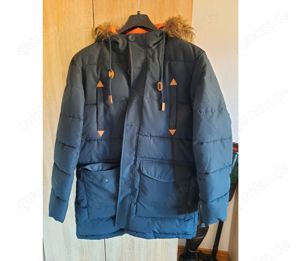 Herren Steppjacke Parka Gr. 54 blau Kapuze Pelz Mä