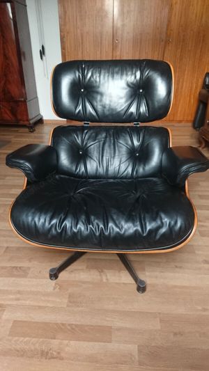 Lounge Chair Palisander  Leder schwarz Eames