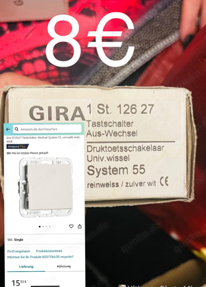 Gira Rahmen Wippen schalter Dimmer zwisschne rahmen Raile elekrosachn  Bild 8