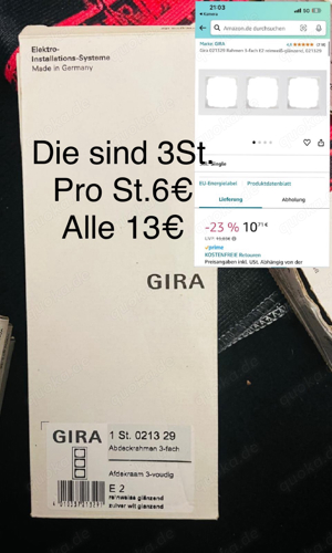 Gira Rahmen Wippen schalter Dimmer zwisschne rahmen Raile elekrosachn  Bild 3