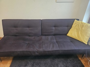 Innovation SPLITBACK 2er Schlafsofa Klappsofa Sofabett, Stoffbezug, schwarz, Beine aus Edelstahl