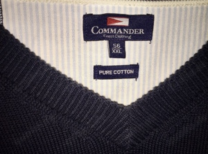 Commander Herren Feinstrick XXL 56 BW 62,5 Pullover V-Neck Blau NEU Bild 3