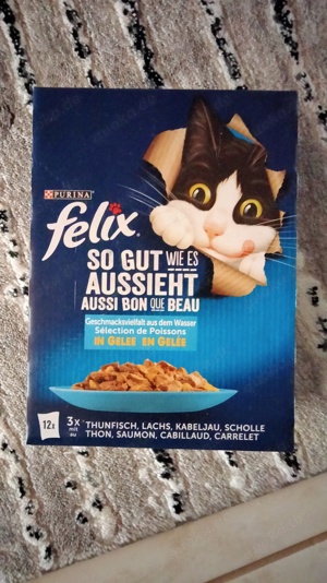 Nassfutter für Katzen von Felix in Gelee mit verschiedenen Fischsorten