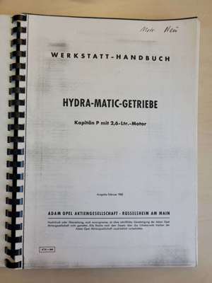KOPIE des originalen OPEL Werkstatthandbuch Hydra-Matic für OPEL Kapitän P 2,6 Liter Baujahr 1959 -  Bild 2