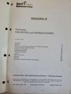 Technische Neuheiten und Informationen Opel Rekord E Bild 2