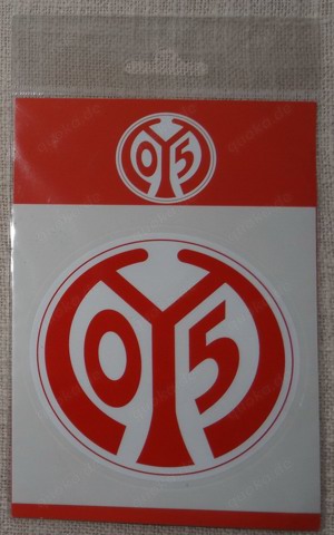 D Fanartikel Logo Mainz 05 als Aufkleber Rot weiß   9,5 10 noch orig. verpackt unbenutzt neuwertig S