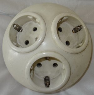 P Presto 3-Fachsteckdose Unterputz Bakelit 10 S2  Porzellanfassung 50318 alte Steckdose einwandfre