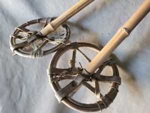 Antike Holz Ski Stöcke Bild 4