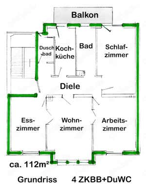 4 ZKB + Duschbad mit WC zu vermieten ab 1.01.2025