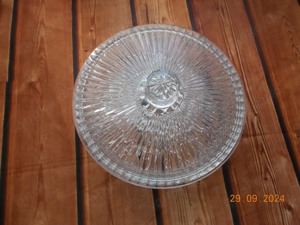 Schwere Glas- Bonboniere m. Deckel, Durchm. 25 cm von Waltherglas