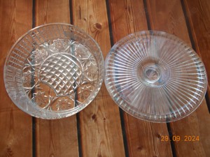 Schwere Glas- Bonboniere m. Deckel, Durchm. 25 cm von Waltherglas Bild 2
