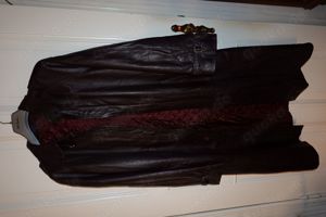 Ledermantel, lang, dunkles Weinrot Gr. 54
