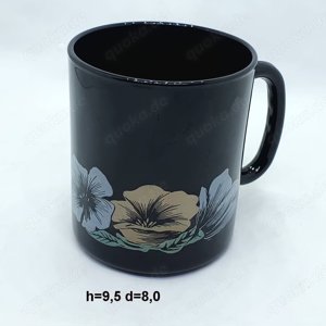 SUCHE: Luminarc, Arcopal, Arcoroc Kaffeebecher schwarz (floral)