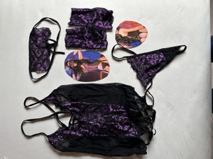 Chilirose Corsagen-4 teiliges Set  schwarz violett Gr.M Bild 5