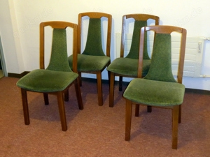 4 gepolsterte Stühle, grüner Stoffbezug, gebraucht