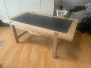 Couchtisch Holz mit Schieferplatte 140x80x52 cm