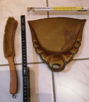 Original altes Tischkehrset aus Messing, Jugendstil Bild 5