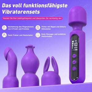 Vibratorensets für Frauen Massagestab mit 3-Anlagen, LCD Display Sex Toyset für Man Woman 10x4Modi Bild 2