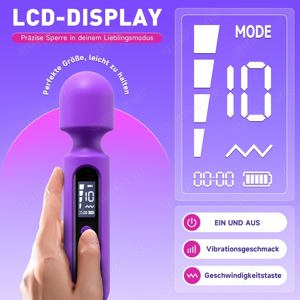 Vibratorensets für Frauen Massagestab mit 3-Anlagen, LCD Display Sex Toyset für Man Woman 10x4Modi Bild 4