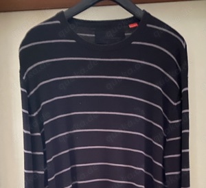 s.Oliver Herren Pullover XXL 60,5cm Strick Schwarz Graue Streifen