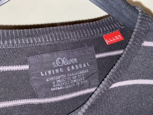 s.Oliver Herren Pullover XXL 60,5cm Strick Schwarz Graue Streifen Bild 5