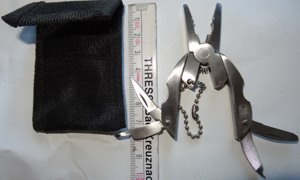 D Reisewerkzeug Multitool mini Edelstahl 47G 5x3x0,6 Etui7x5 für Gürtel 3,5 unbenutzt einwandfrei e Bild 4
