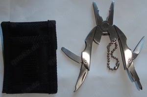 D Reisewerkzeug Multitool mini Edelstahl 47G 5x3x0,6 Etui7x5 für Gürtel 3,5 unbenutzt einwandfrei e Bild 2