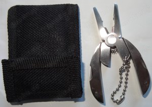 D Reisewerkzeug Multitool mini Edelstahl 47G 5x3x0,6 Etui7x5 für Gürtel 3,5 unbenutzt einwandfrei e Bild 6