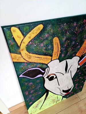 Leinwandbild Acryl mit Glitter Hirsch Cheetal Weihnachts Edition Bild 3