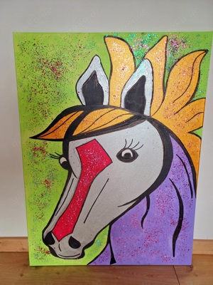 Leinwandbild Acryl mit Glitter Pferd Lipizzaner