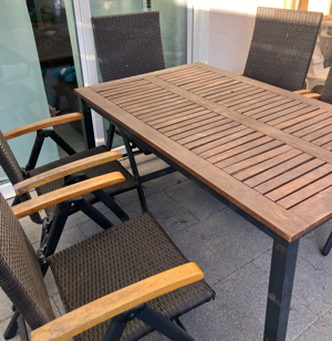 Gartentischgarnitur mit 4 Stühlen(Sitzauflagen gratis Farbe Bordo Bild 2