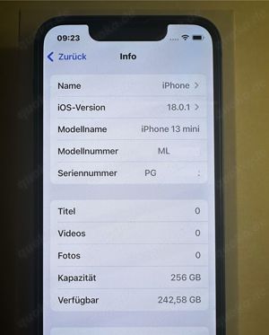 Apple iPhone 13 mini - 256GB - Blau - Akku Kapazität 90%