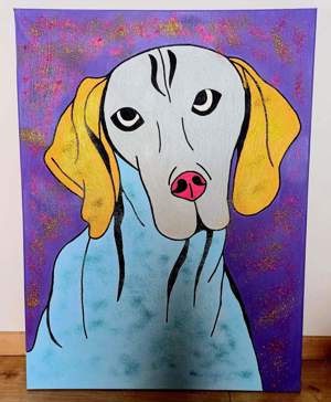 Leinwandbild Acryl mit Glitter Hund Weimaraner