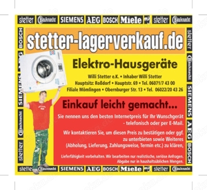 Haushaltsgeräte bei Lagerverkauf Stetter 