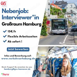 Flexibler Nebenjob Minijob: Interviewer*in für Fahrgastbefragung im HVV