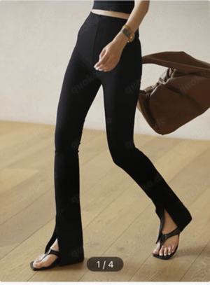 Commense Slit Straight Pant Highwaist Schlaglegging Schlaghose Bootcut Flare Schlitz am Bein XS NEU