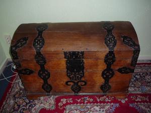 Eichentruhe antik Runddeckeltruhe Eiche Antiquität Truhe