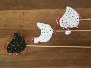 Huhn-Stecker, schwarz, weiß, NEU