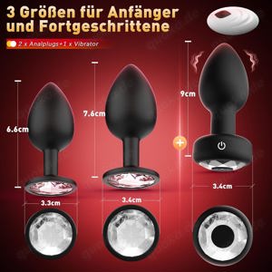 Analplugs 3-Set für Frauen Männer mit Vibration 10 Modi Bild 3