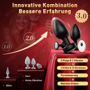 Analplugs 3-Set für Frauen Männer mit Vibration 10 Modi Bild 5