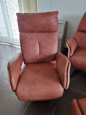 2 Himolla Relaxsessel elektrisch, 1 Sofa und 1 Hocker Leder Buffalo Marsala