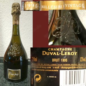 Duval leroy femme , 1995 , brut millesime vintage champagne 750 ml , 12 %, silvester