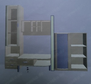 Wohnwand Ahorn mit Vitrine