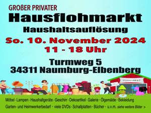 Hausflohmarkt am 10.11.2024 von 11 bis 18 Uhr  in Naumburg-OT Elbenberg