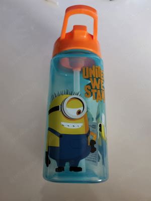 NEU Minion Trinkflasche mit Strohhalm 0,5l