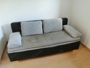 Sofa Kautsch Schwarz Grau mit 4 Kissen