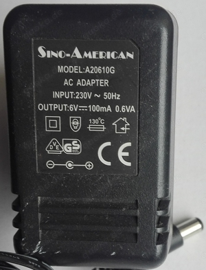 Stecker Netzteil Adapter 6V 100mA, SINO American A20610G