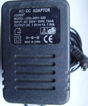 Stecker Netzteil Adapter 7,5V 1A, JODEN JOD-4801-020 DLINK Switch 