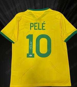 Handsigniertes gelb-grünes Trikot von Pele aus Brasilien, signiert, BAS COA