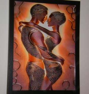 Ein Liebespaar der Moderne, ein Kunstdruck auf Leinwand gerahmt Bild 3